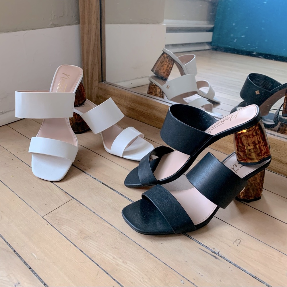 BLACK Nanette Lepore Elizabeth Dressy Sandals Asymmetrical Leopard Heels